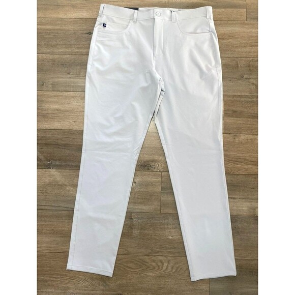 MIZZEN+MAIN Helmsman Mens 36X32 Gray Slim Chino Golf Casual Stretch Pants